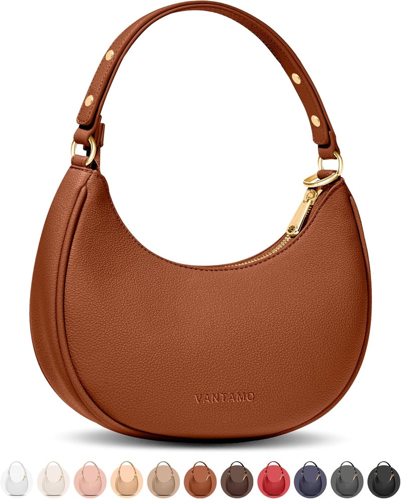 Vantamo Crescent Bags For Women with RFID Protection, Half Moon Clutch Purses for Women with Anti-Theft Clip for Extra Safety - Image 1